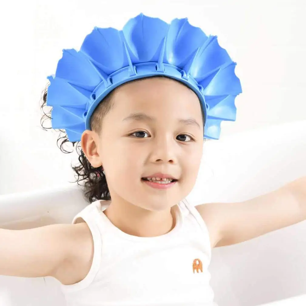 Adjustable Baby Shower Hat Waterproof Silicone Shower Hat Bathing Shampoo Hat