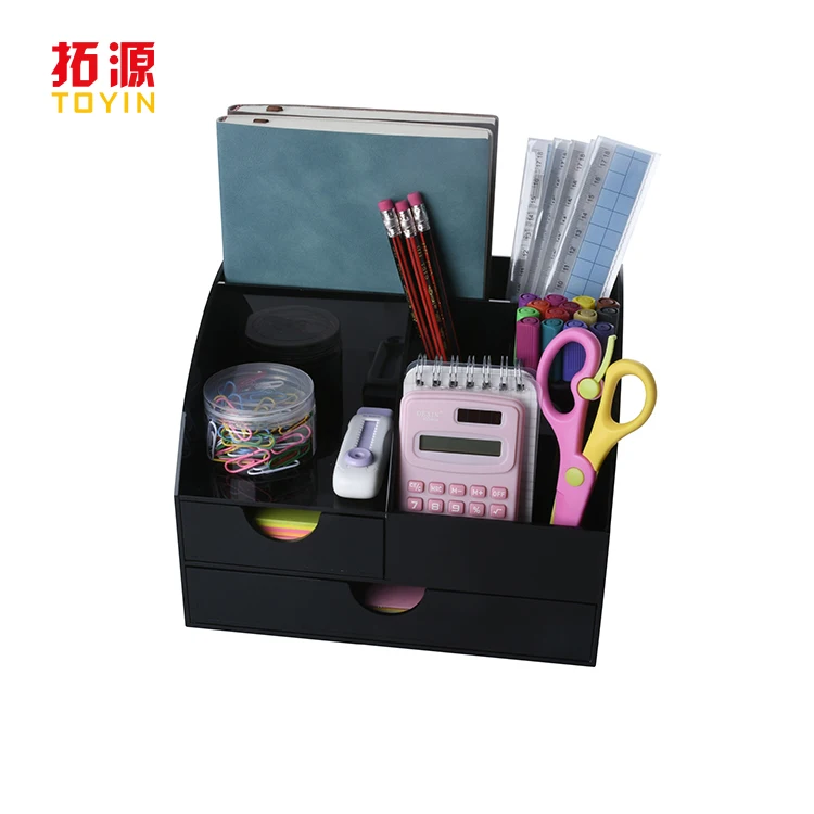 Custom Black Acrylic Pen Holder Desk Organizer Acrylic Drawer Organizer