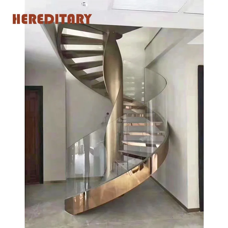 Golden glass spiral staircase india small space stairs for home