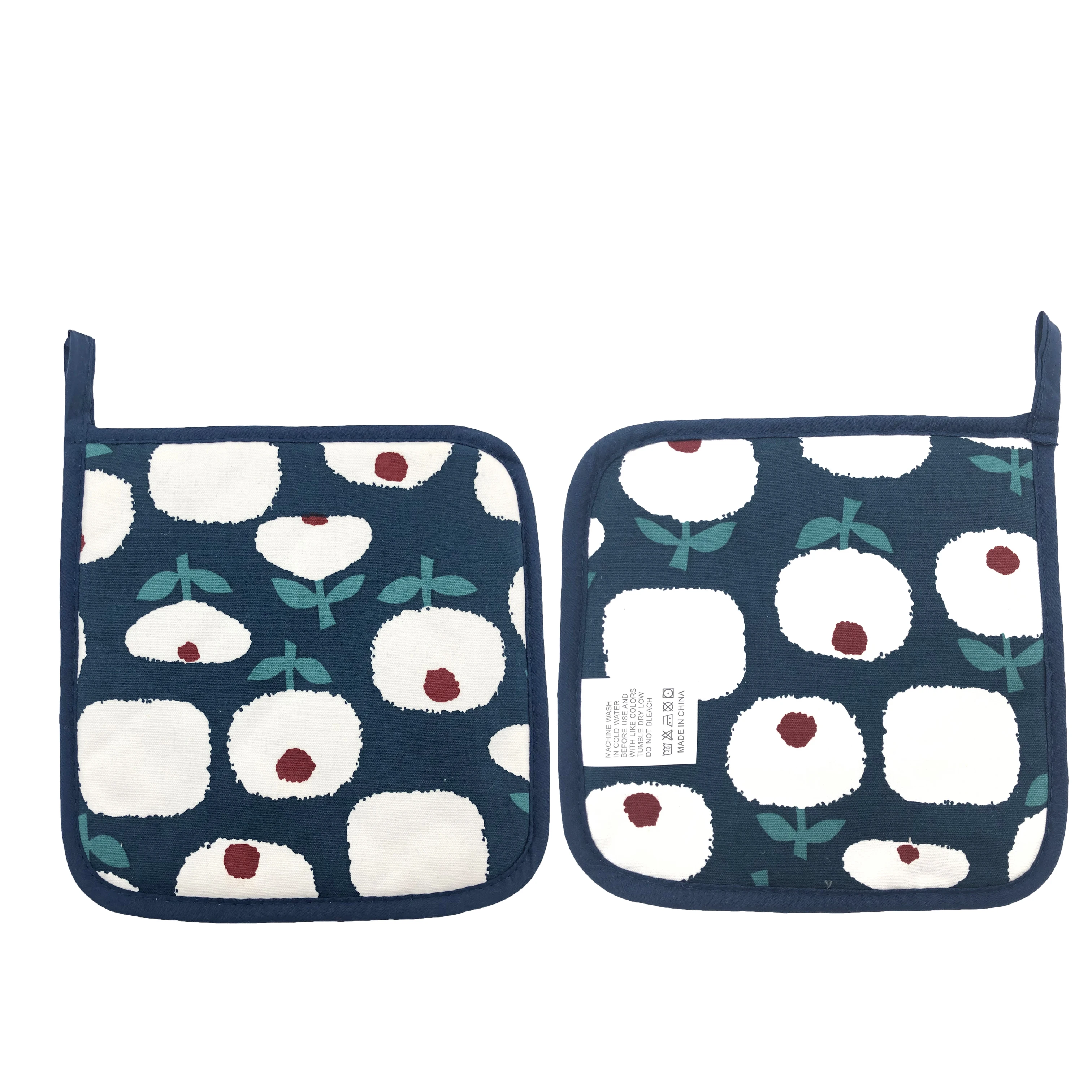 Cotton Polyester Quilted Terry Oven Set BBQ Heat Resistant Mitts Pot Holders Potholders Recycled Non-slip Kitchen Backing
