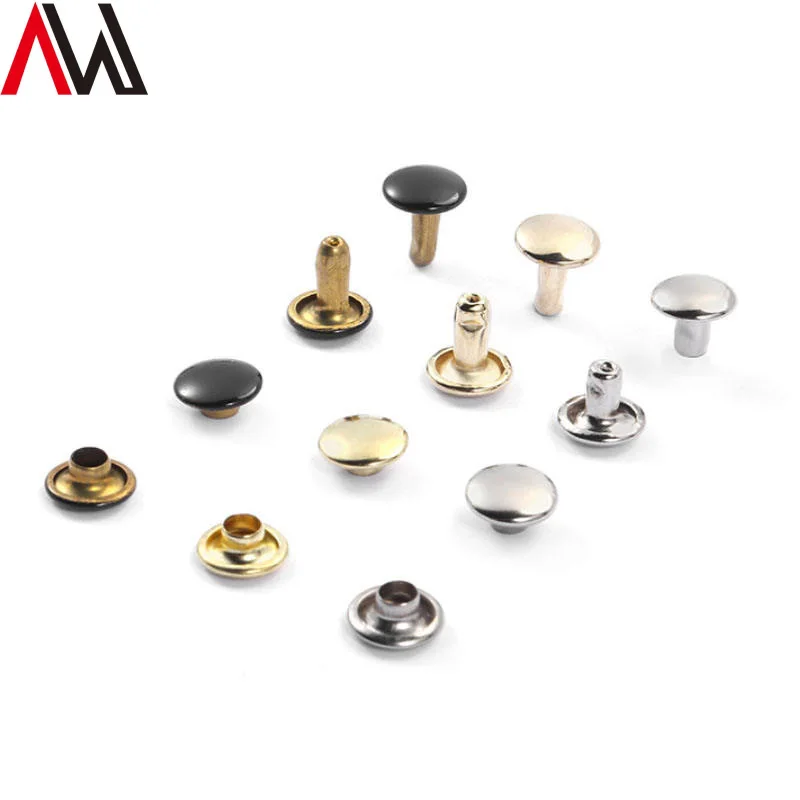 Double Cap Skull Punk Brass Rainbow Female Stainless Steel Round Head 8mm Mushroom Cone Metal Screw Rivet For Leather