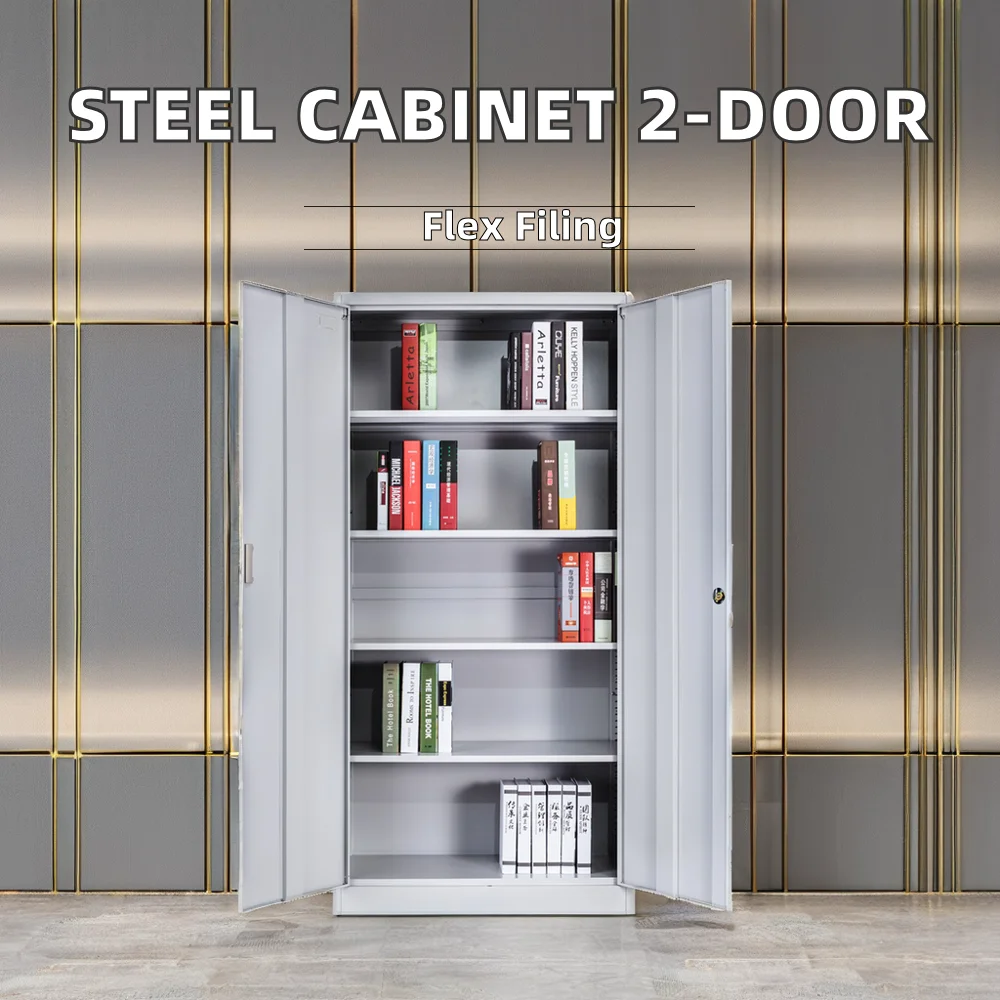 Modern 2-Door Steel Storage Cabinet Office filing cabinet Metal Cupboard for Kitchen School Office Use