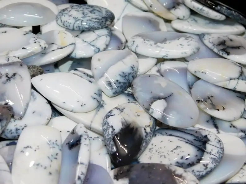 Fine Quality 100% Natural Dendritic Opal Free Size Mix Shape Cabochon Gemstone Best For Handmade Jewelry Customization Bulk OEM