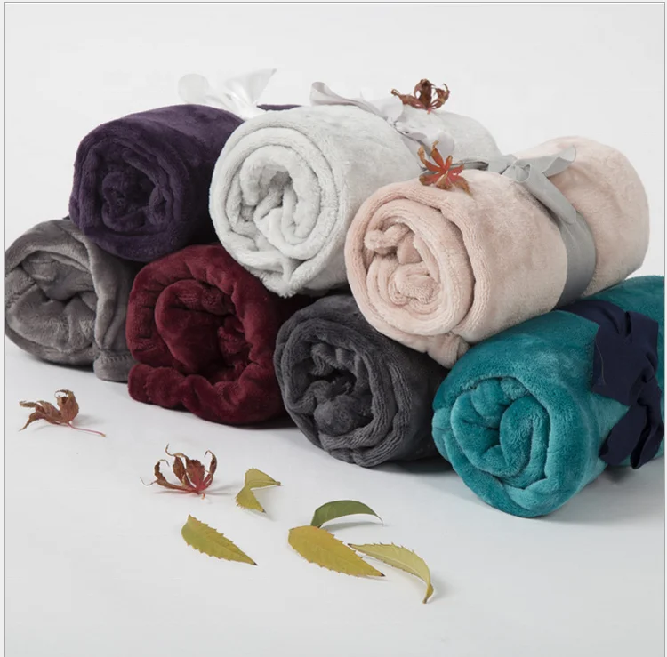 Wholesale Super Cozy Solid Color Sensory Flannel Fleece pink  Blanket Polyester