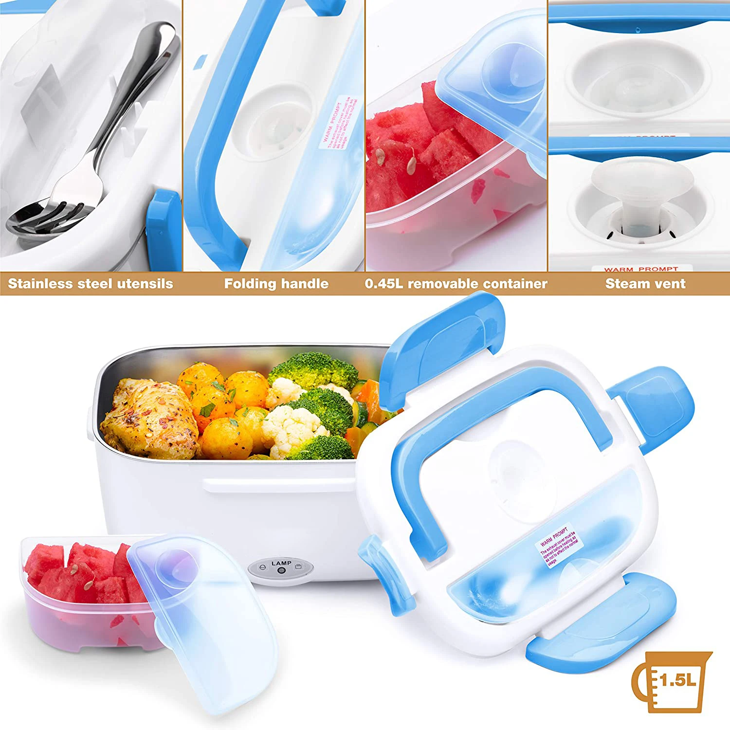 Self Heating Electric Lunch Box Food Warmer,Portable Heated Electric Lunchbox With Carry Bag