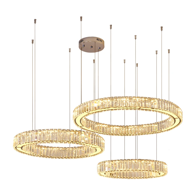 Современные светодиодные лампы и фонари, Бесплатная комбинация, Хрустальная Круглая Люстра для внутренних лестниц, гостиной, столовой