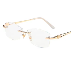 Wholesale Latest Diamond Cut Frameless Read Eye Glasses Popular Design Women Anti Blue Light Reading Glasses