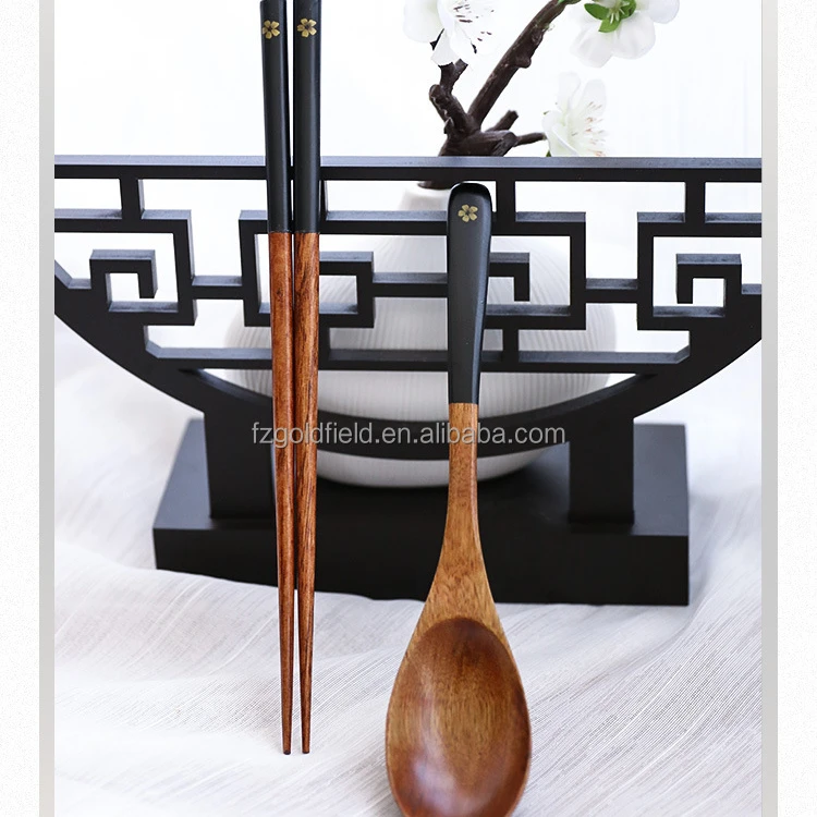 Travel Wooden Tableware Portable Chopstick Box With Chopsticks And Spoon Set