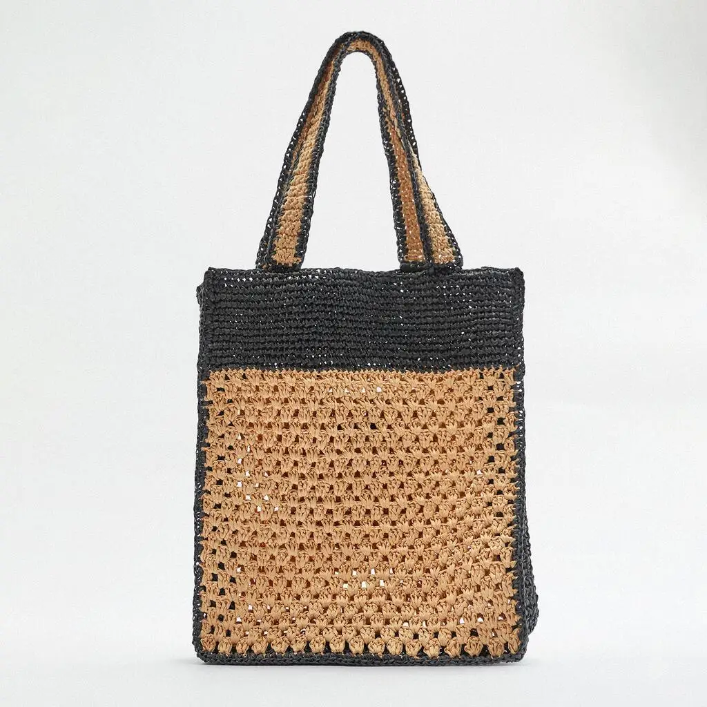 2022 New Arrival Summer Single Shoulder Bag Designer Hand Made Crochet Paper Straw Tote Beach Bag