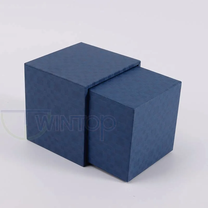 10x10x10 см кубическая Подарочная коробка темно-синяя текстурированная бумага ароматическая свеча Розничная упаковка