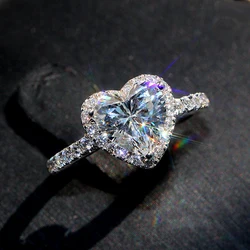 New arrival Heart Shaped Wedding Zircon Engagement CZ Rings 925 sterling silver diamond ring