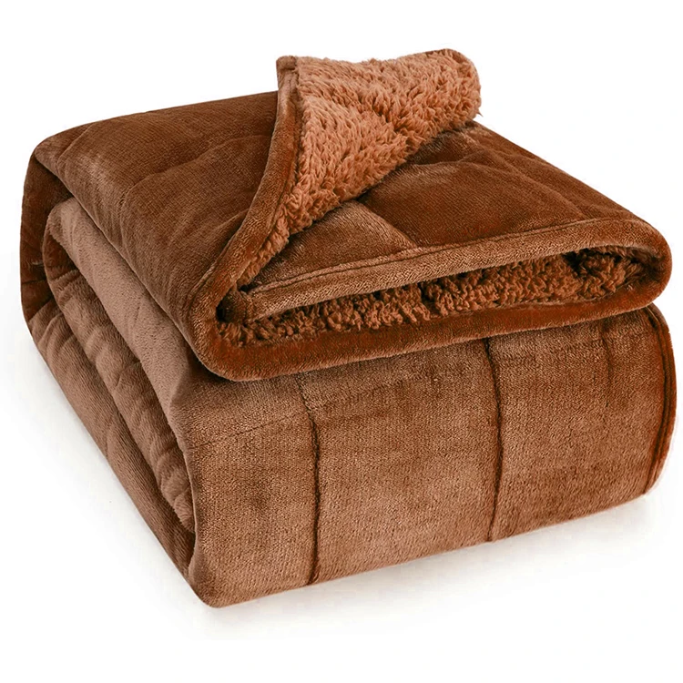 Heavy Blanket Wholesale Sherpa Fleece High Quality Weighted Blanket Throw Bed Blanket Plush Flannel Fleece for Winter Plaid