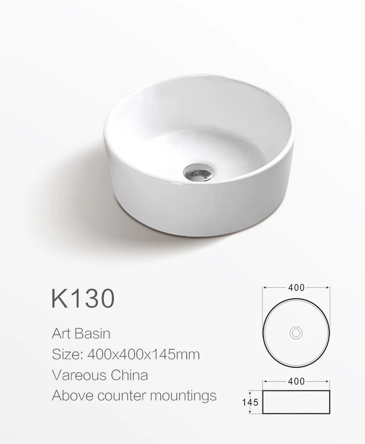 Classic vasque lavabo Hotel Item Counter Top Ceramic Wash Basin Round Vessel Bathroom Sink