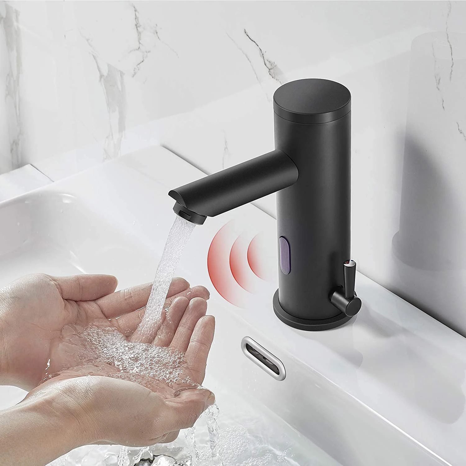 Black automatic infrared sensor wash tap basin faucet mixer for bathroom hand basin