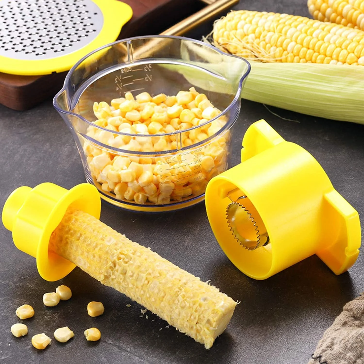 Multifunction 4 IN 1 Corn Peeler Cob Corn Stripper Corn Stripping Tool Cutter