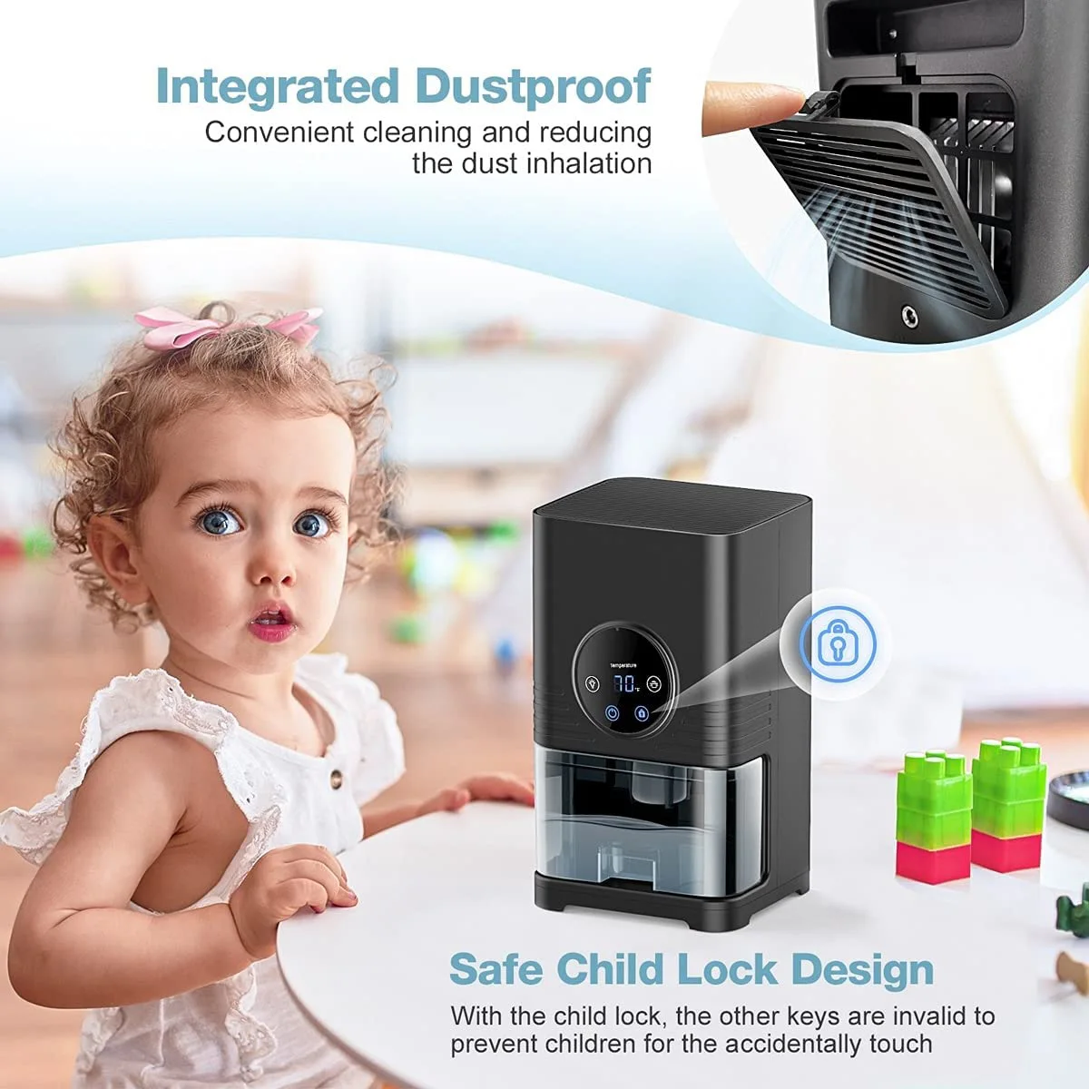 Compact dehumidifier with touch screen and Automatic Defrost dehumidifier electric portable household dehumidifier