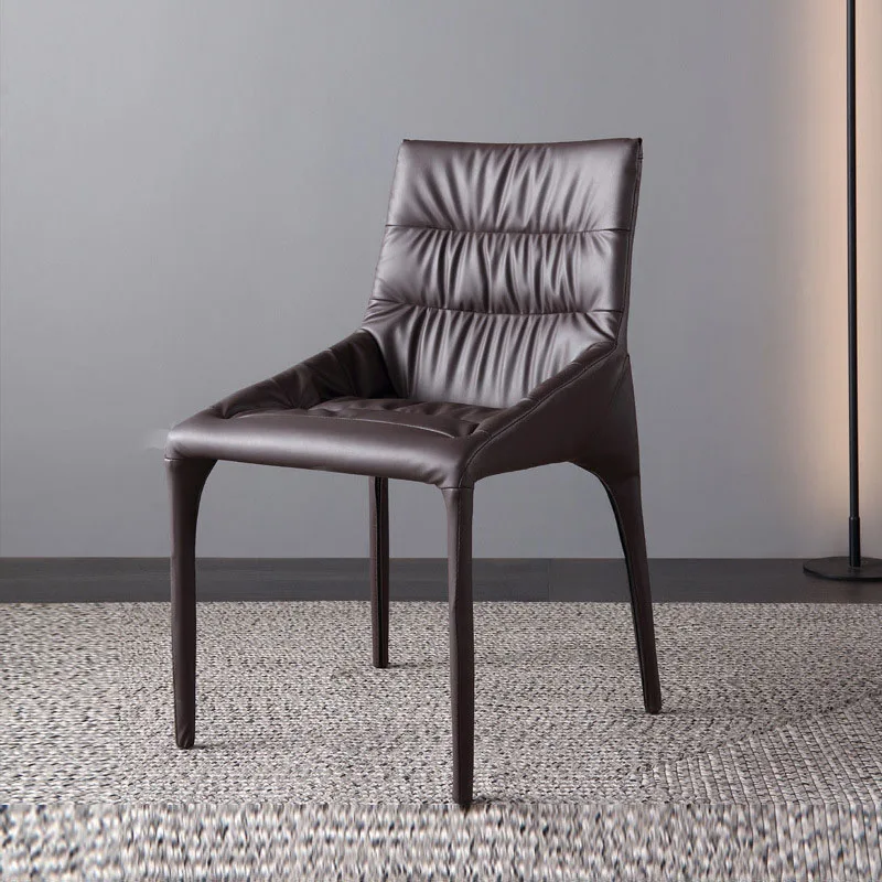 Hot selling Luxury Full Genuine Leather Upholstery Solid Wood Frame Chair Set