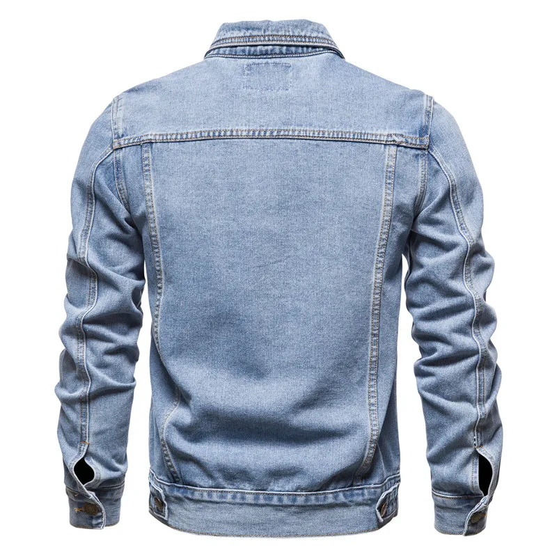 Wholesale Male Long Sleeve Cotton Denim Jacket Solid Color Lapel Korean Street Wear Single-Breasted Jean Jacket For Men