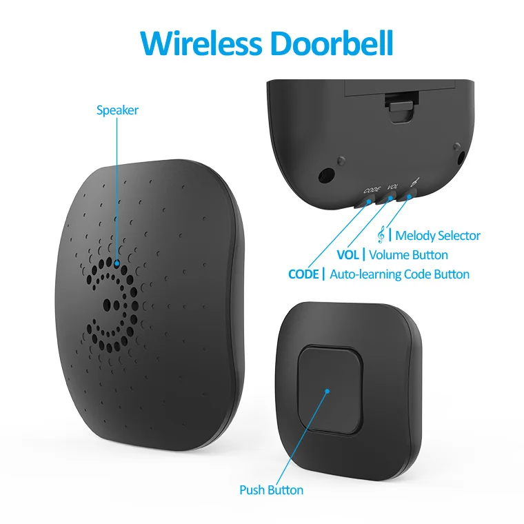 Умный беспроводной дверной звонок ding dong, звуковой электронный дверной звонок 38 Molidies, беспроводной семейный дверной звонок в комплекте