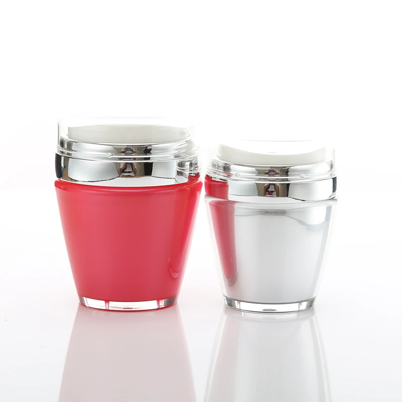New design acrylic PMMA red wine airless Cosmetic cream Jar Plastic vacuum makeup Containers for packaging