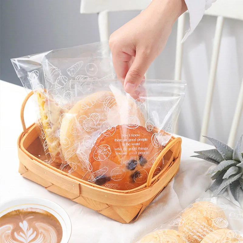 Custom Printed OPP Plastic Candy Biscuits Cookie Self Adhesive Seal Gift Food Bread Packaging Bags