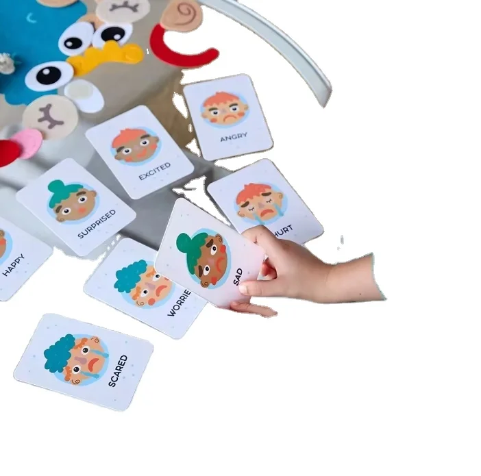 9 Emotion Flash Cards for Make Faces & Describe Feelings-Preschool Social Emotional Learning Activities Educational Toy for Kids