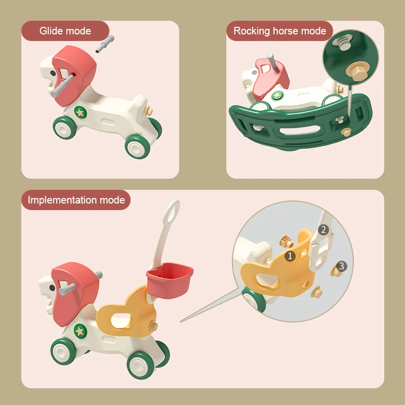 Hot Sales Kindergarten Children Plastic Rocking Horse Ride On Toy Baby Animal Toy Indoor