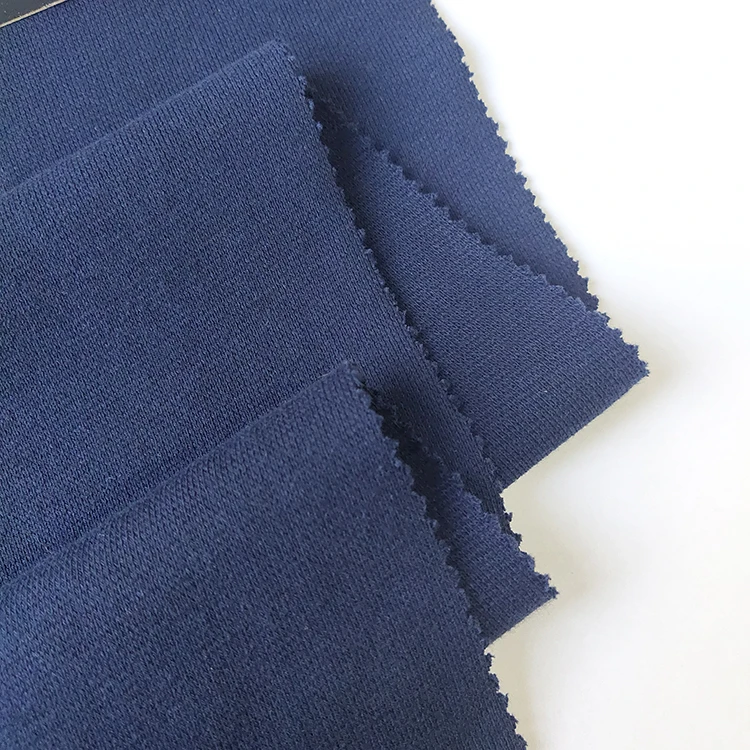 Plain dyed CVC interlock 2 way stretch 60% cotton 40% polyester knitted memory fabric for coats and casual tops