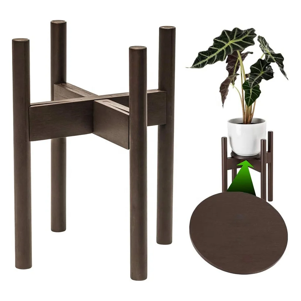 
Plant Stand for Indoor Plants Planter Tray Included Adjustable Size Fits Pots Mid Century Modern Plant Decor 