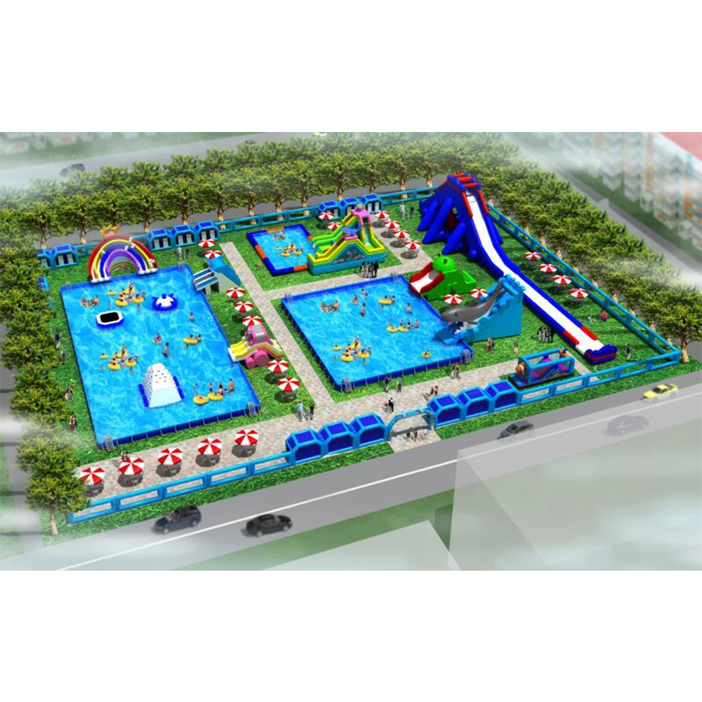 Wholesale price for water play aquapark custom large jumping inflatable water fun park