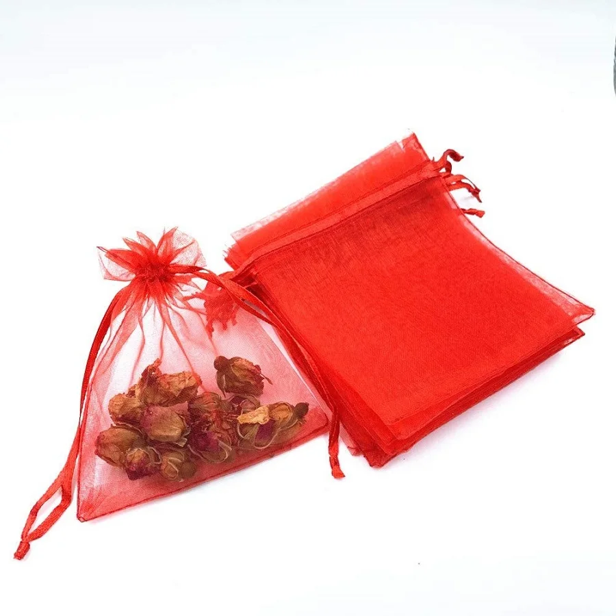 Best Seller 25 Colors 100PCS/Pack 17x23cm Premium Quality Sheer Organza Makeup Packaging Pouch Organza Favor Pouch