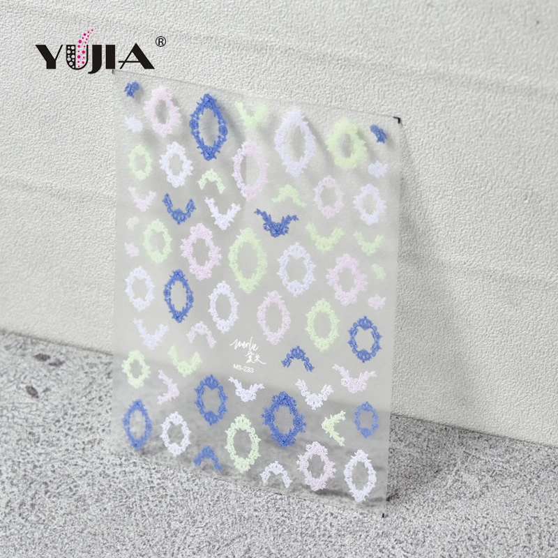 Tomoni thin tough nail stickers nail stickers black and white pink lace photo frame