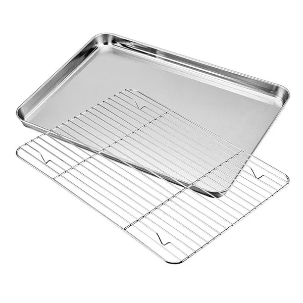 Bakery cooling rack food grade stainless steel serving tray commercial sheet pan cooling rack in oven 23*17*2.5cm to 60*40*2.5cm