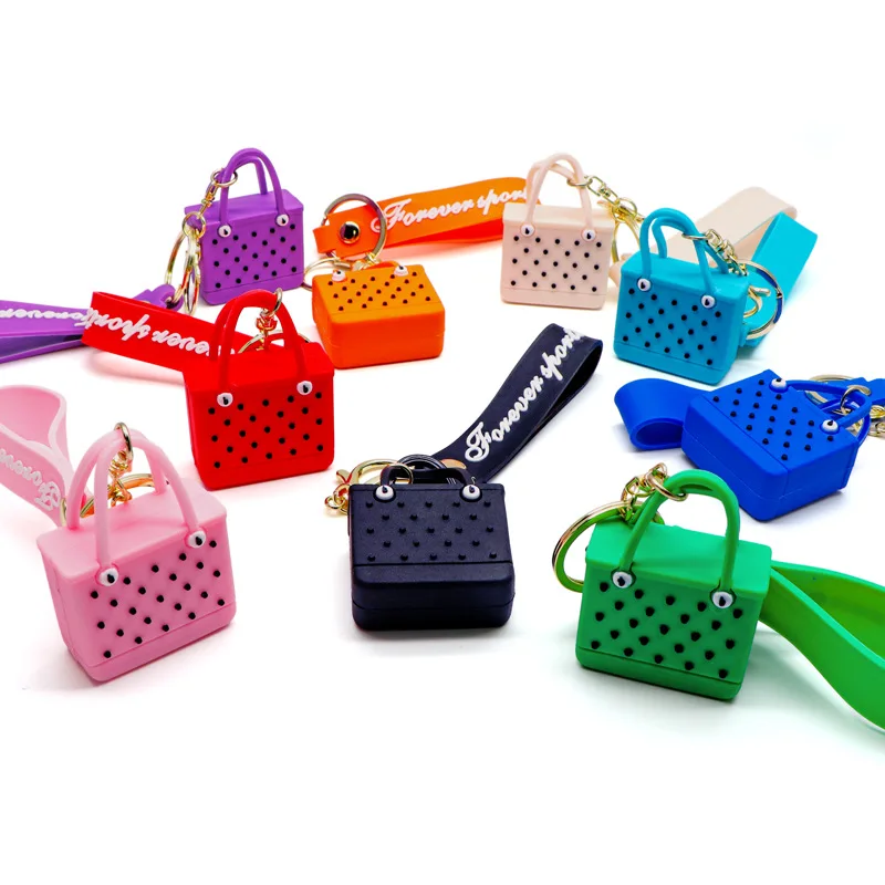 Hot sales Beach Hole bag 3D bag pendant Keychain PVC Silicone Bag Pendant Keychain Silicone Keychain Gifts