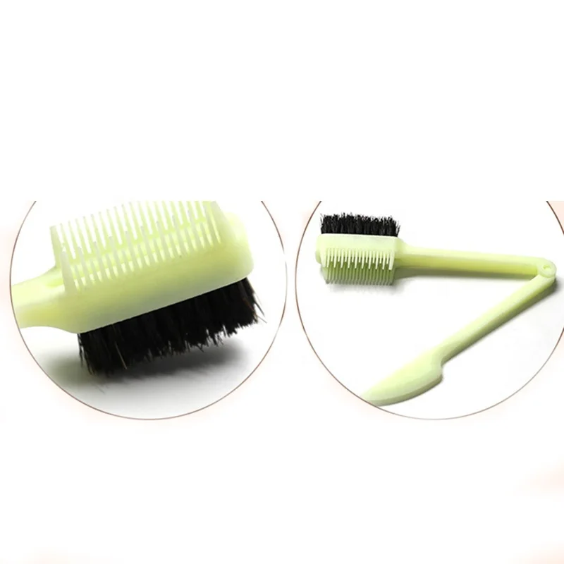  Cheap free sample plastic boar bristle hair edge control brush 2 in 1
