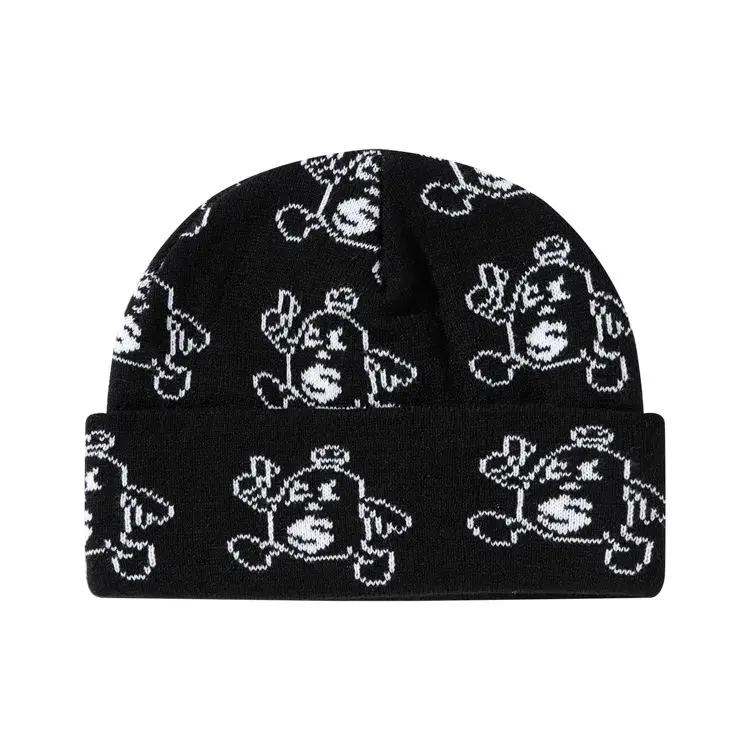 Wholesale Unisex Adult Custom Jacquard Logo Beanie Knit Winter Hat Beanie