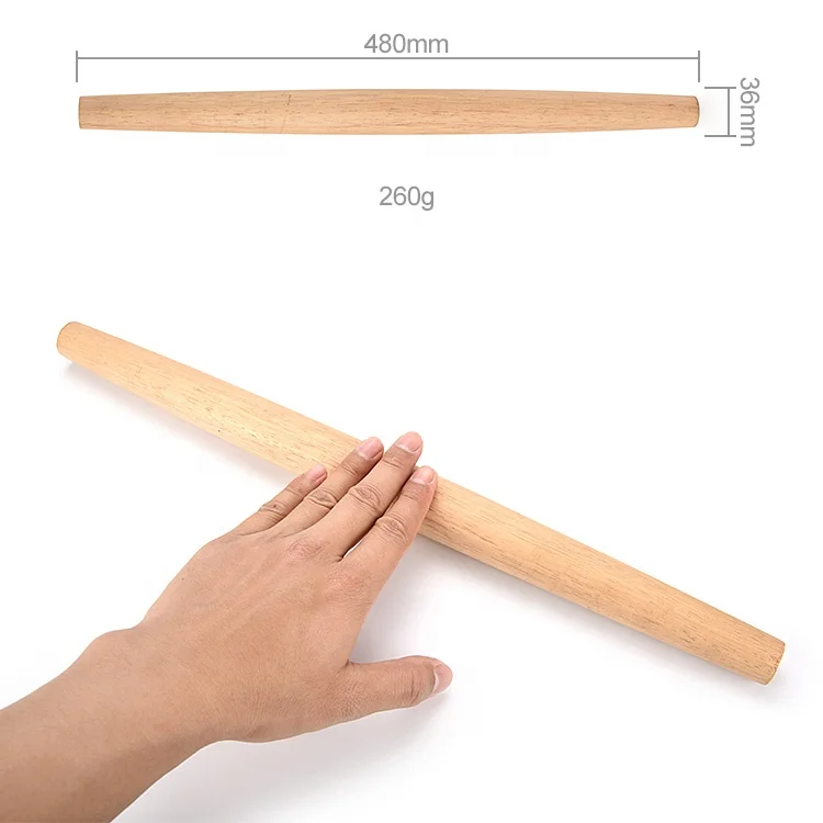 Wholesale Solid Wooden Cookie Dough Ball Roller Natural Rubber Wood Pasta Dough Kneading Rolling Pin
