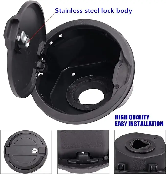 Gas Cap Cover for Jeep Wrangler JL, Fuel Filler Door Locking Gas Tank Cap Cover Accessories for 2018-2023 Jeep Wrangler JL JLU