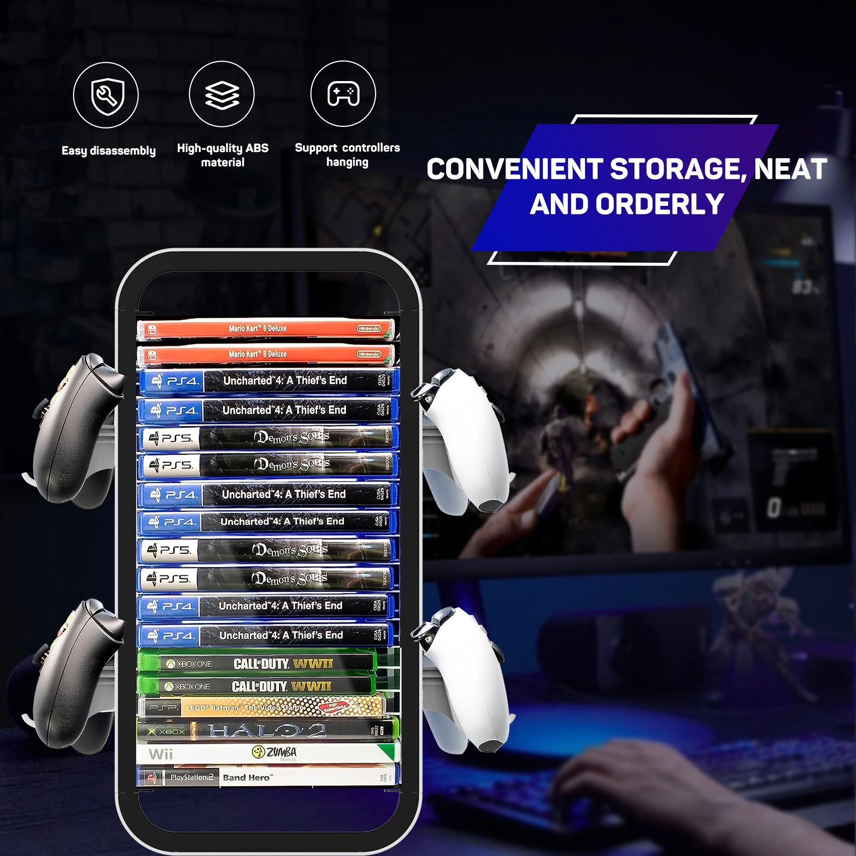 High quality video games discs storage tower for PS/Xbox/NS