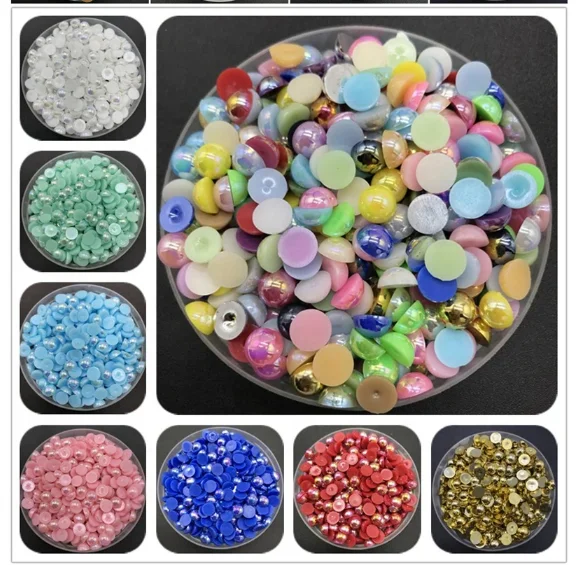 Yantuo factory Wholesale ABS Half Pearls 2mm-14mm Size Flat-back Pearl Resin Rhinestones For Nail Art,Bag,Tumblers