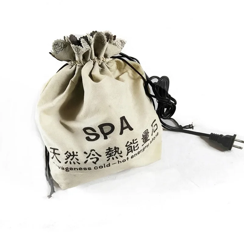 massage stones with heater 16Pcs/Set Spa Volcanic Stone Energy Massage Stones With Electric Heating Cloth Bag