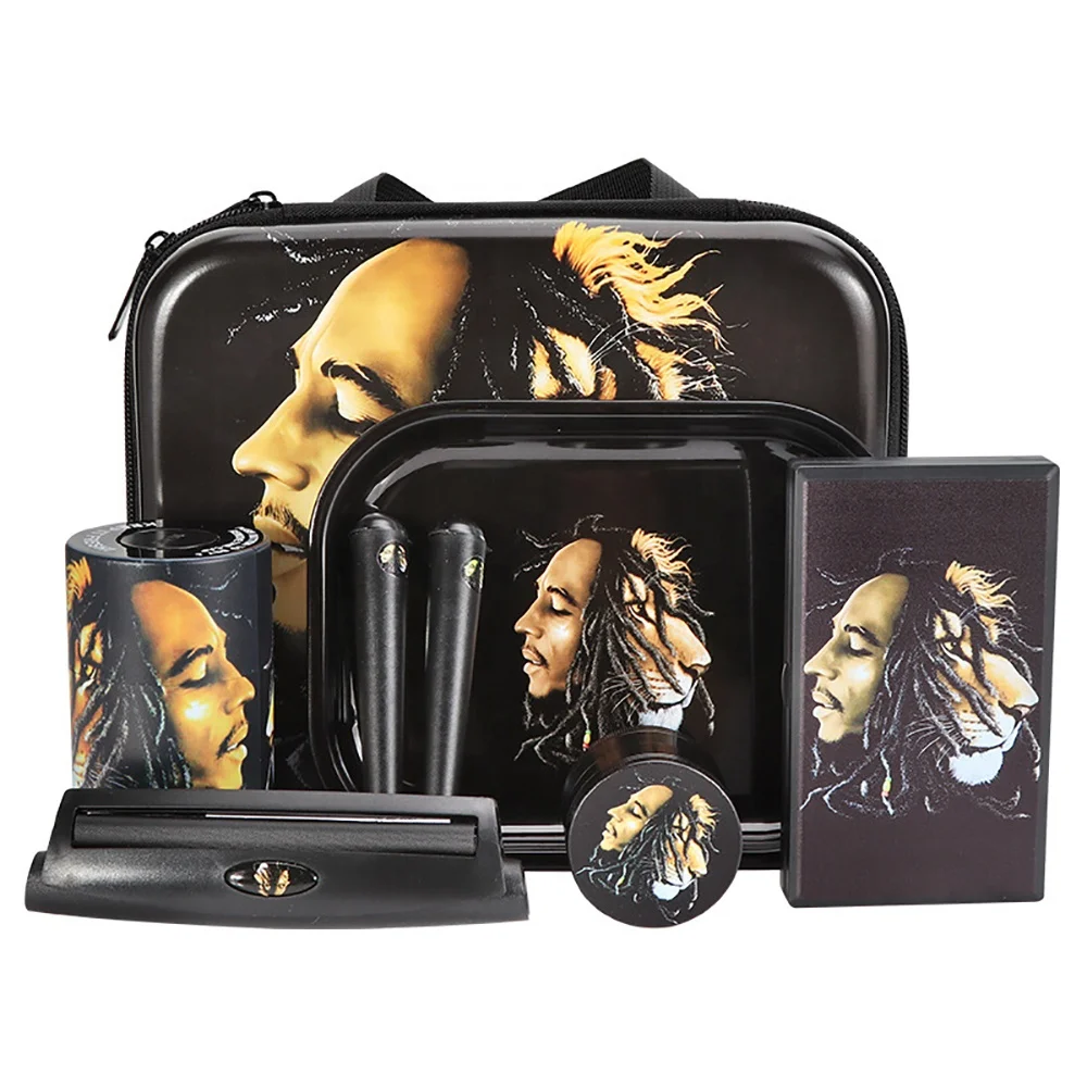 Portable Smoke Kit Rolling Cigarette Set With Metal Tray Smoking Box Accessories Sets
