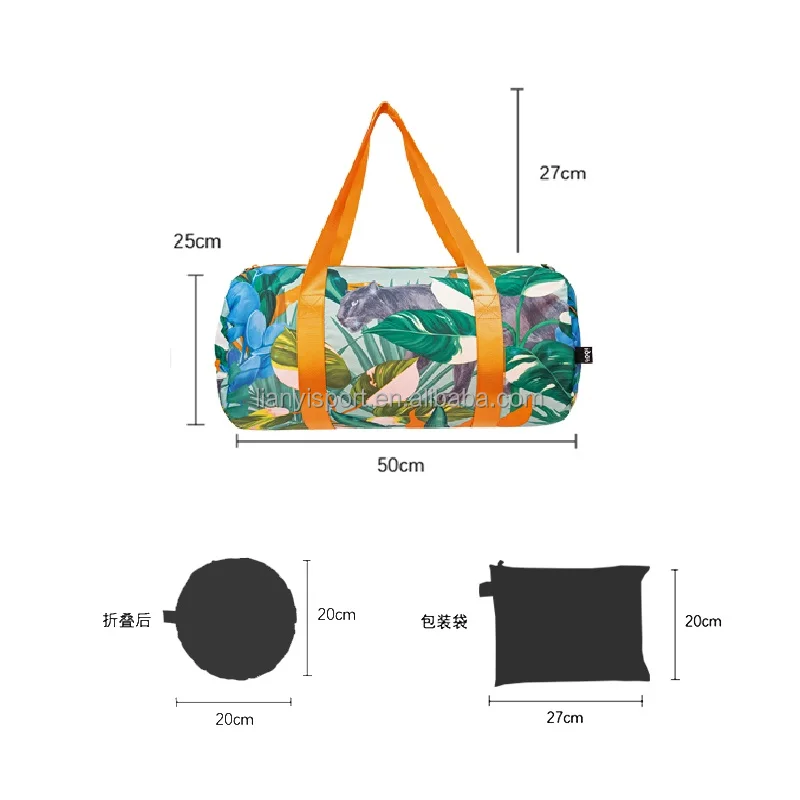 customized logo Artistic Painting Duffel Bag Waterproof Foldable Training Handbag waterproof gym sports travel Tote bag
