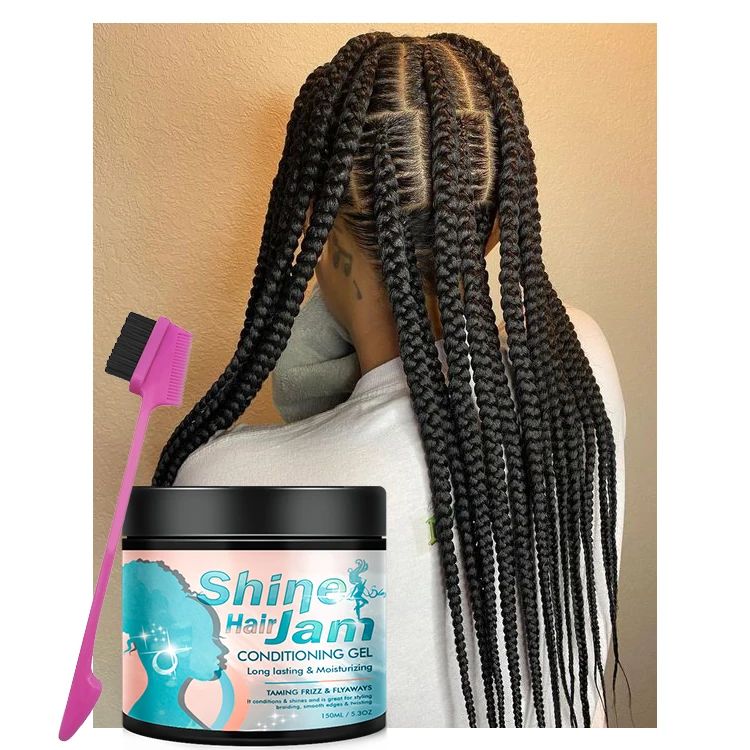 No Shrinkage & Slick Edges Long Last Afro Woman Flyaway Hair Taming Gel Braiding Gel Shine N Styling Jam