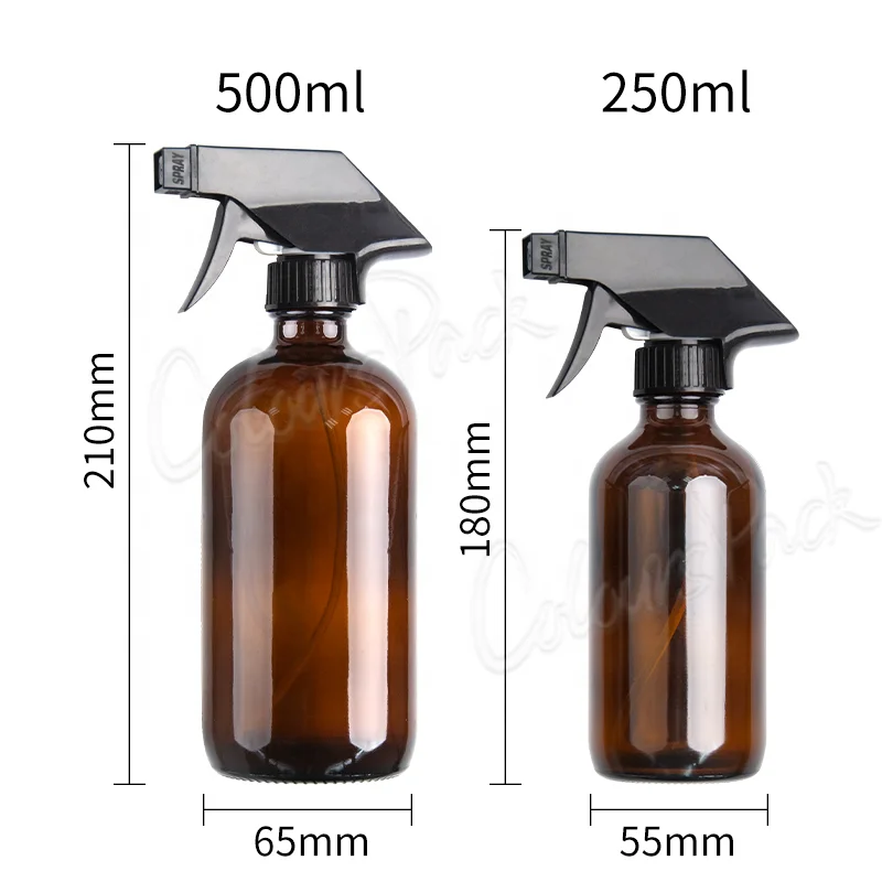 large 240ml 250ml 480ml 500ml 8oz 16oz blue amber clear empty glass spray bottle with label