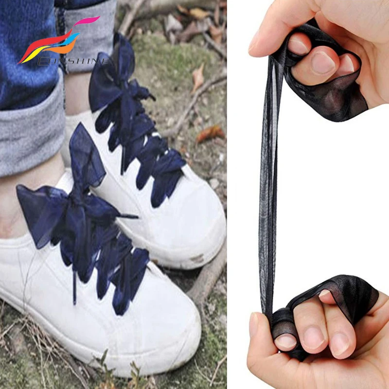 Transparent Silk Shoe Lace 4cm Chiffon Shoestring Organza Sheer Ribbon Shoelaces for Girls