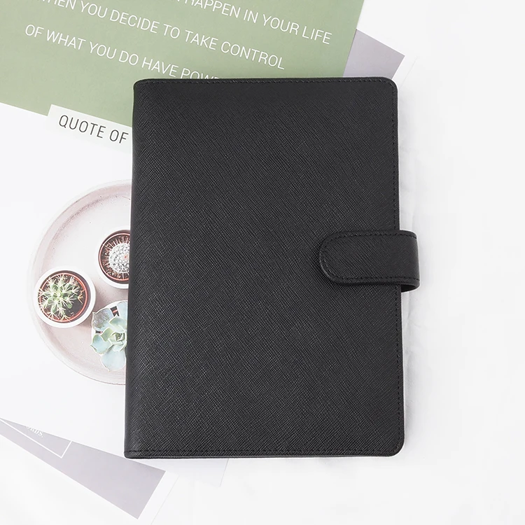 A5 refillable saffiano leather travel notebook folder 6 ring  binder