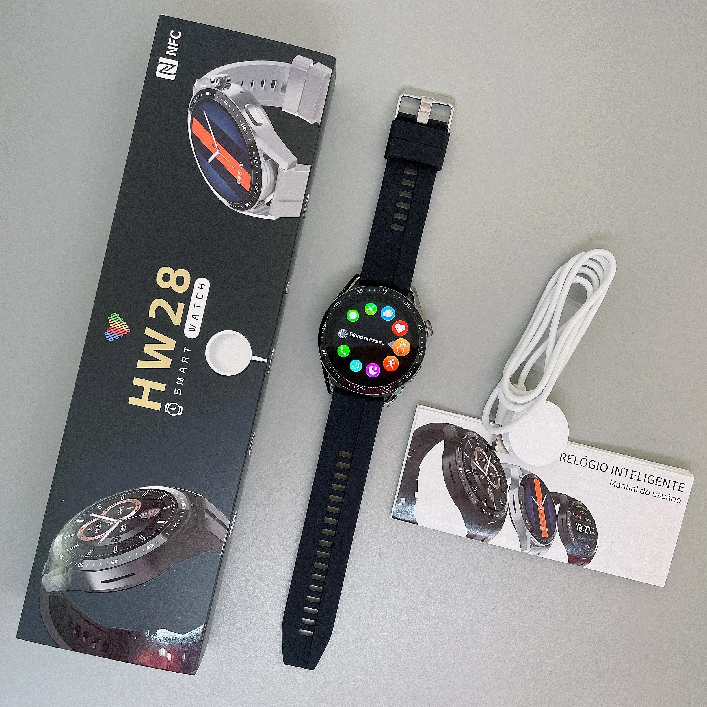 2022 Dropshipping hw28 reloj inteligente NFC health Monitoring Remote Phone Control Waterproof Smartwatch ODM OEM