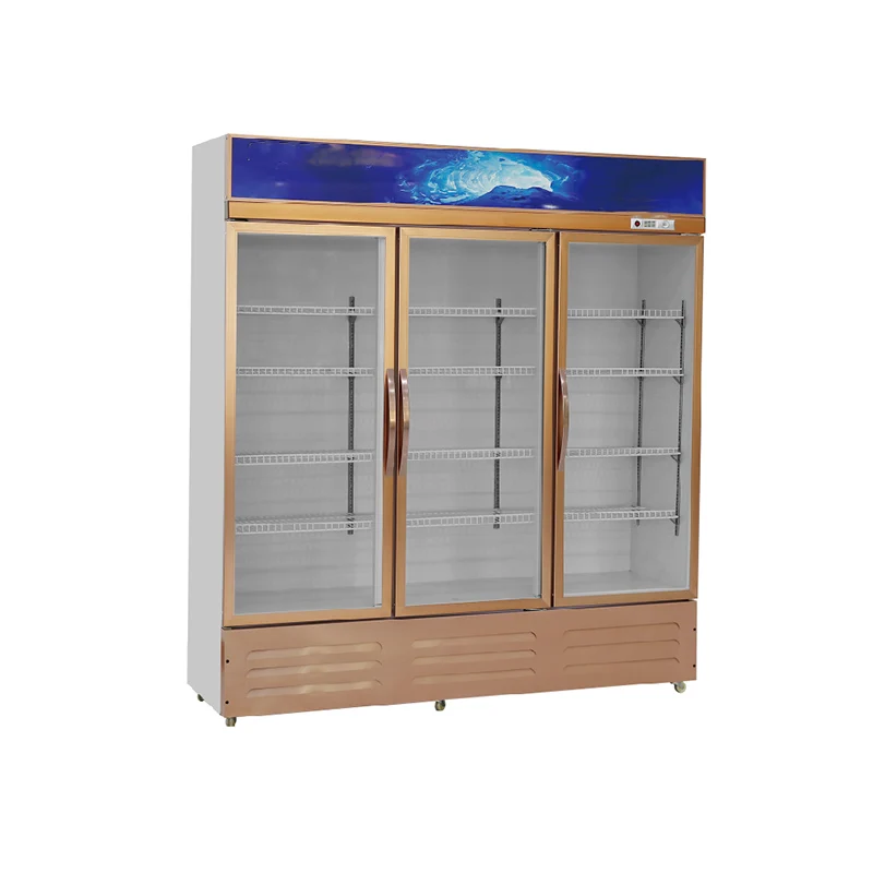 commercial upright drink freezer large capacity upright beverage freezer drink vertical display Fridge with glass doors