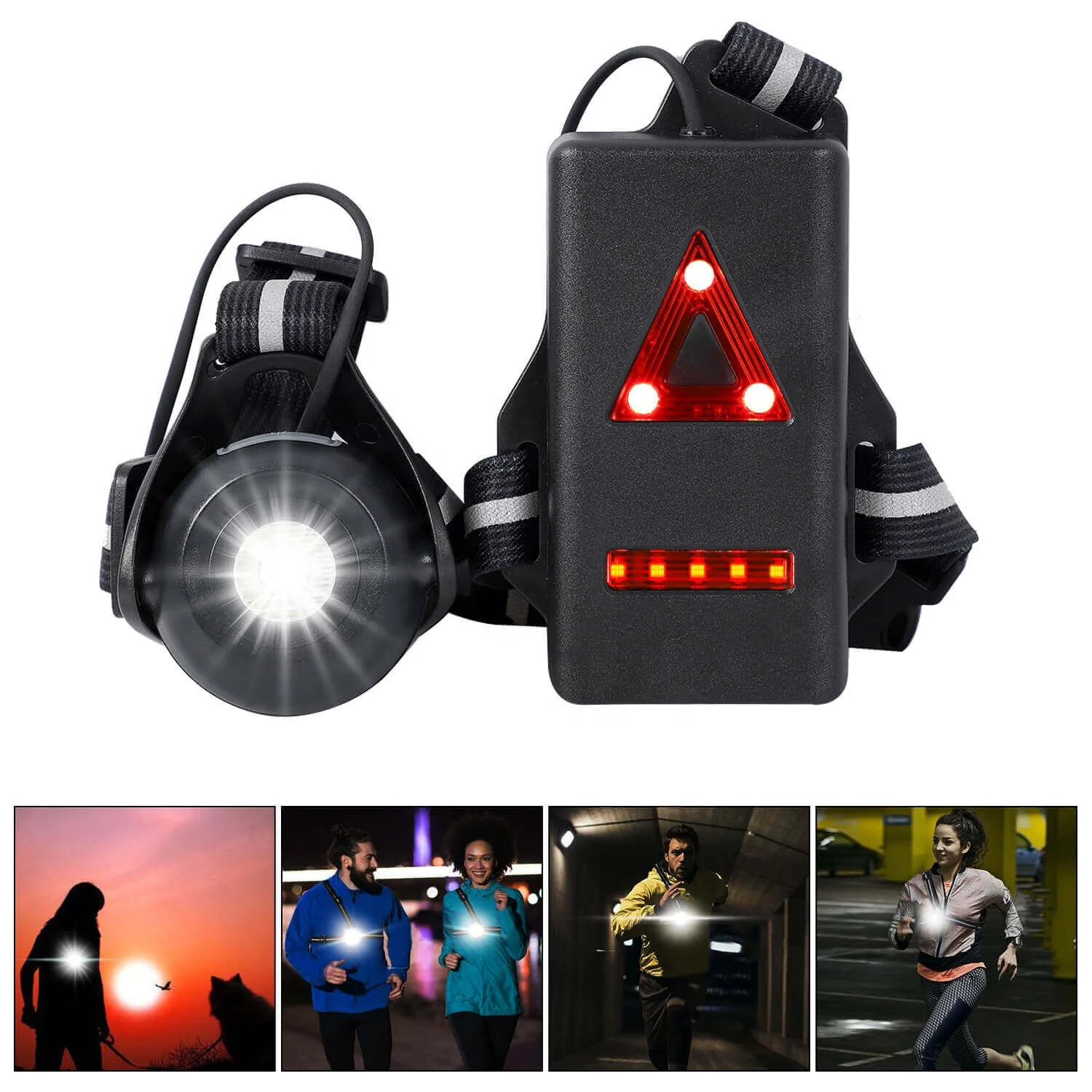 1200lm XPE Outdoor Sport Running Lights Q5 LED Night Running Flashlight Warning Lights USB Charge Chest Lamp White Light Torch